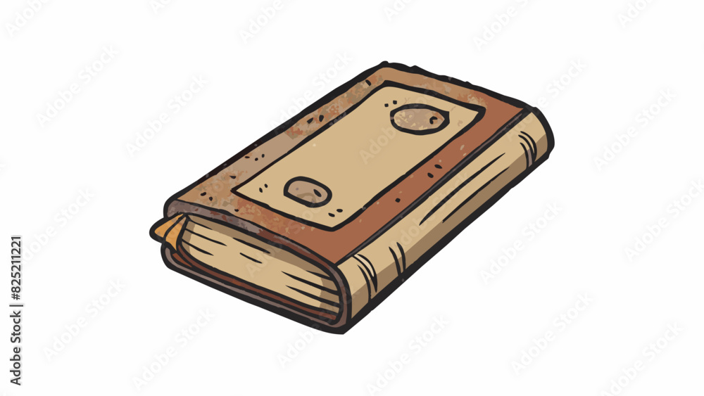 Poster The smallest book on the shelf was a thin worn paperback with faded lettering and dogeared corners hinting at its many years of use and neglect.. Cartoon Vector.