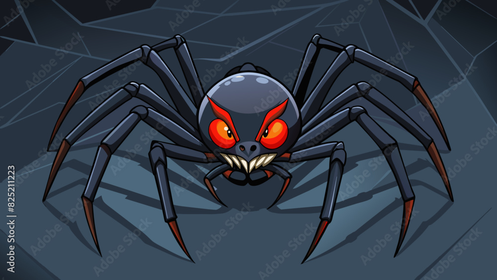 Aufkleber the sleek and deadly black widow spider with its venomous fangs was lurking in the shadows patiently