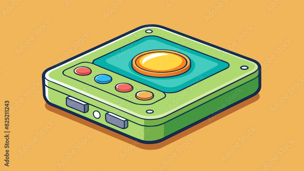 Aufkleber The small square object had a compact design with a flat surface and multiple buttons. With just a few clicks it could capture moments in time forever. Cartoon Vector.