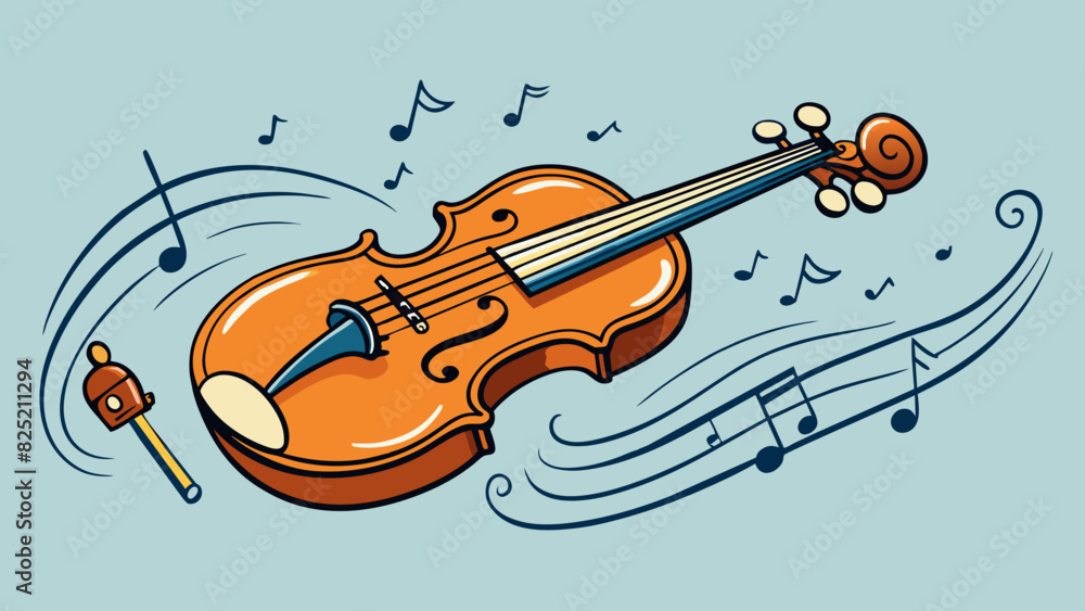 Poster The sound of the violin was fine and delicate its notes dancing through the air like a beautiful fragile melody.. Cartoon Vector.