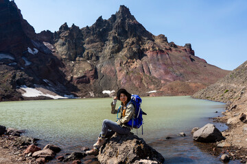 Smiling Backpacker at No Name Lake, Bend, Oregon