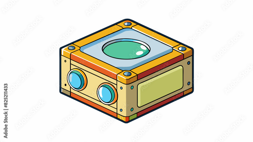 Poster The thing looked like a small compact box with four sides and a flat top. It was made of clear material allowing one to see the contents inside and. Cartoon Vector.