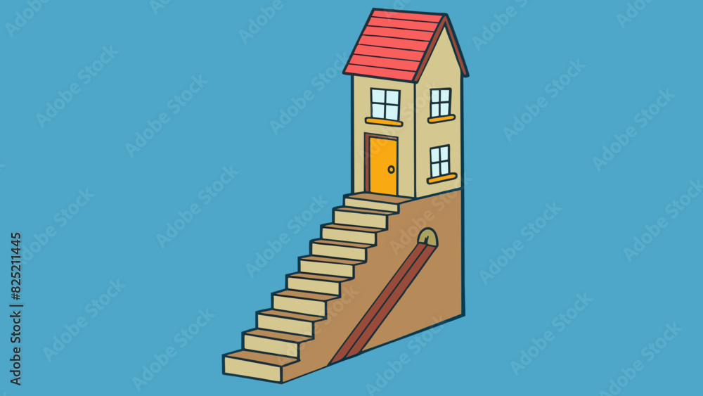 Poster the tall narrow staircase presented a difficult climb with uneven steps and a wobbly handrail that m