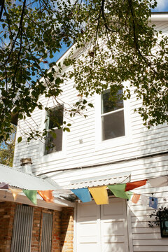 Building with Colorful Prayer Flags Mississippi Gulf Coast