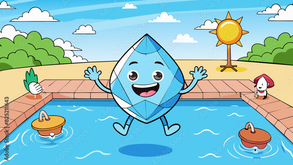 Aufkleber The water was crystal clear and sparkling therefore inviting swimmers to jump in and cool off on a hot summer day.. Cartoon Vector.