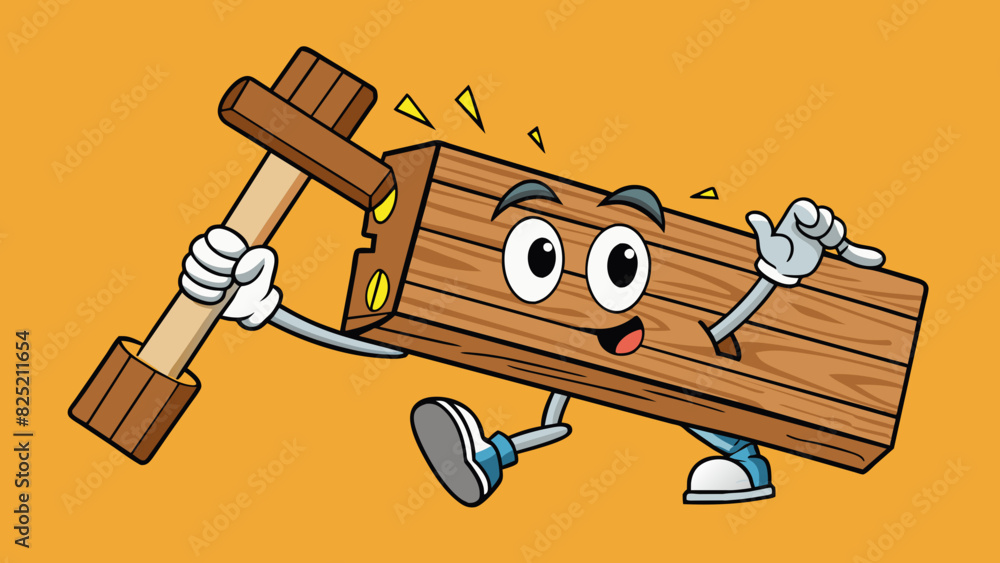 Aufkleber the wooden plank was hard and unyielding making it difficult to break with a hammer.. cartoon vector