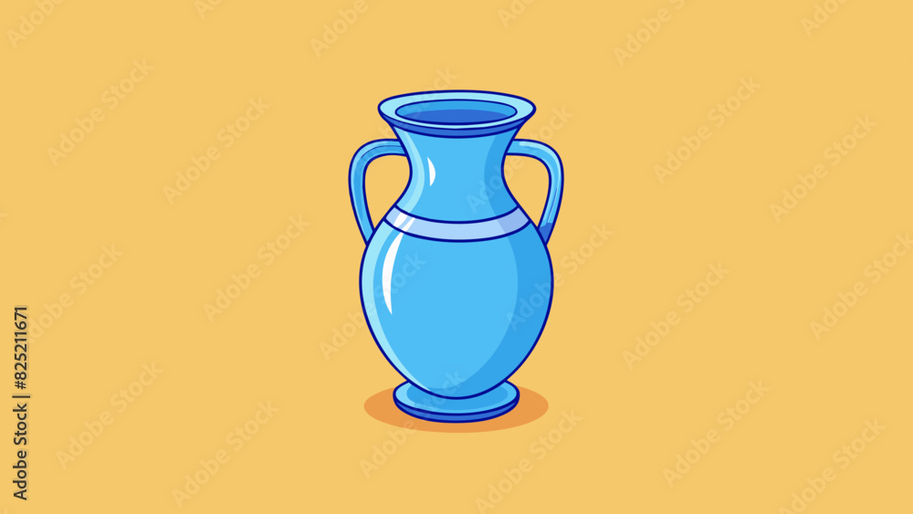 Poster the vase was slightly lopsided with a noticeable tilt to one side. its vibrant blue color was slight