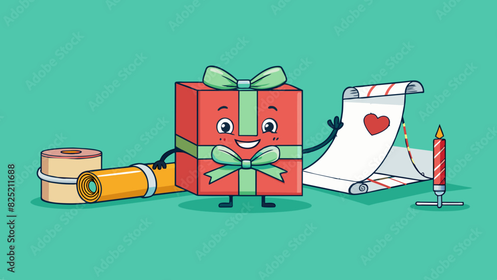 Poster The wrapping od To wrap a gift using this od first start with a sheet of wrapping paper. Place the gift in the center and fold the paper around it. Cartoon Vector.