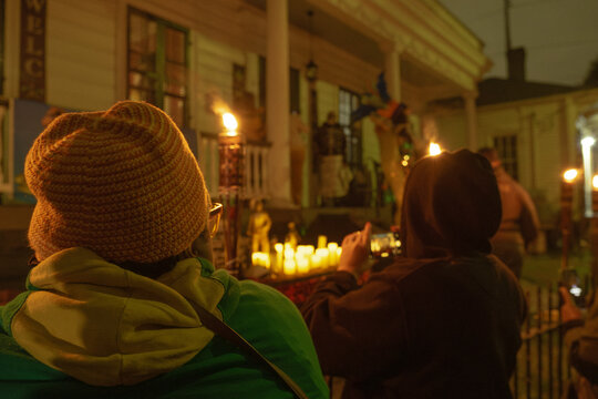 Altar and Candles During New Orleans Mardi Gras 