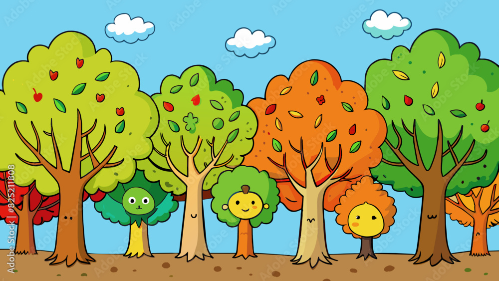 Poster throughout the seasons the trees in the forest undergo incredible transformations. in the springtime