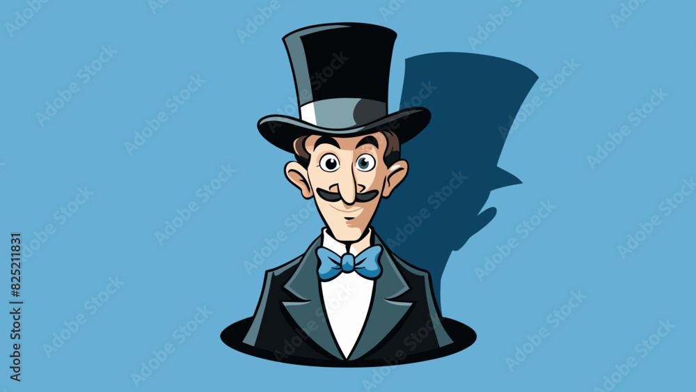 Poster top hat a tall black hat with a flat brim and a pointed crown dd with a glossy satin ribbon. it sits