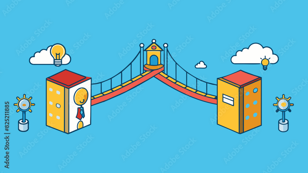 Aufkleber Understanding is like a bridge connecting two sides. It connects what you already know with new information creating a pathway to a deeper. Cartoon Vector.