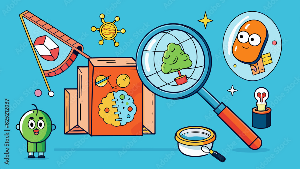 Aufkleber Understanding is like a lens that brings things into focus. It allows you to zoom in on the details and intricacies of an object revealing its unique. Cartoon Vector.