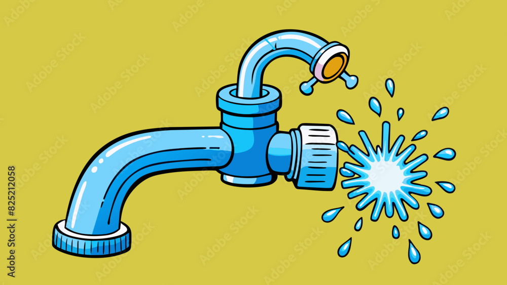 Aufkleber When I turned on the faucet the water immediately rushed out clear and sparkling splashing into the sink and refreshing my tired hands.. Cartoon Vector.