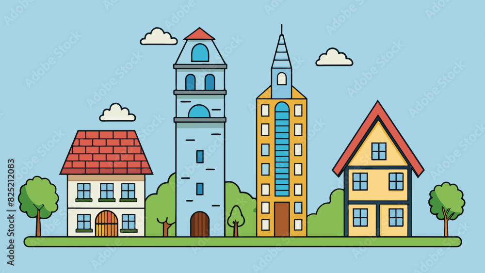 Poster Whether it is a towering skyscr or a quaint country cottage each building has its own distinct architecture that tells a different story about its. Cartoon Vector.