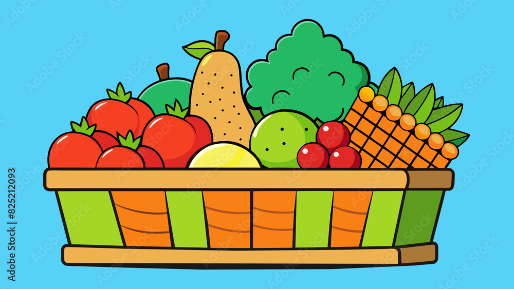 Poster While I was out running errands I stopped at a local market and picked up some fresh fruits and vegetables. I carefully selected a bright red apple a. Cartoon Vector.