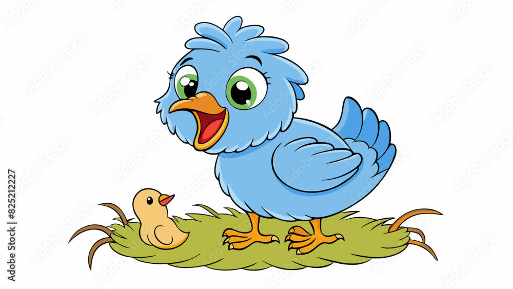 Poster a baby bird chirping eagerly its fluffy feathers ruffled as it hungrily awaits its mothers return wi