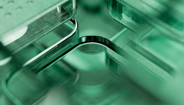 Abstract high-tech background with green square blocks