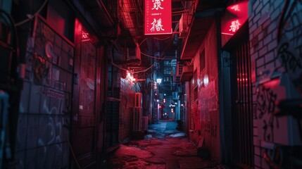 Dark and mysterious alley in a japanese city