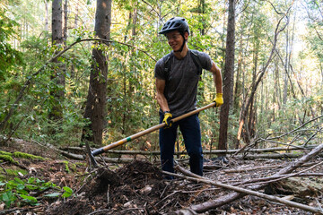 Smiling volunteer in forest