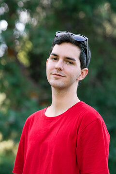 Camera aware portrait of a young guy