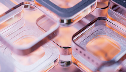 Abstract high-tech background with metal square blocks