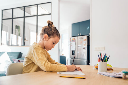 Focused Child doing homework