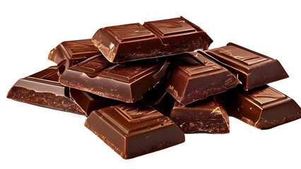 chocolate pieces isolated on white