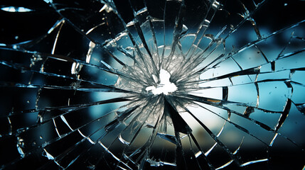 broken window. glass broken in cracks abstract background.