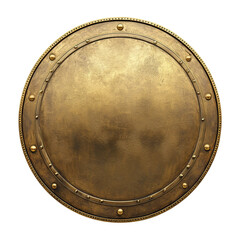 Medieval Golden Metal Disk Illustration on Transparent Background