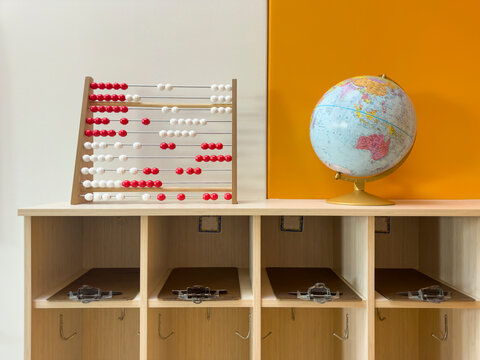 abacus beads  and globe in school 