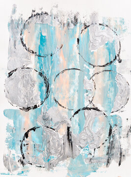 Abstract silver and blue painting