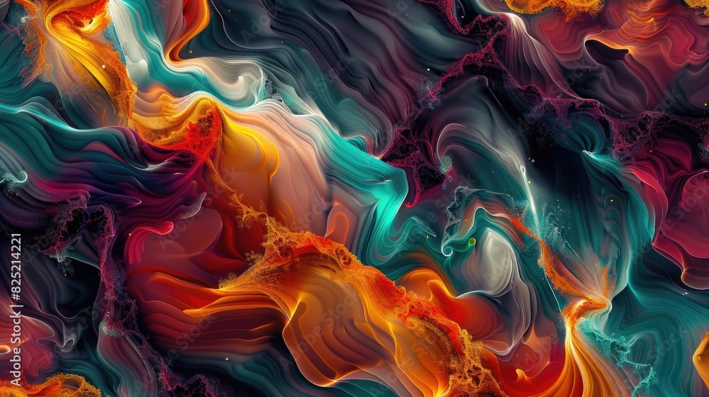 Aufkleber vivid abstract paint swirl in vibrant colors, creating a dynamic and energetic visual texture perfec