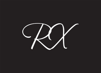  RX Cursive Letter Initial Logo Design Template Vector Illustration
