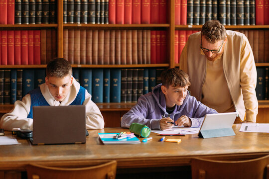 Professor supervising students