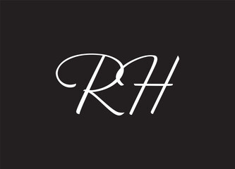 RH Cursive Letter Initial Logo Design Template Vector Illustration