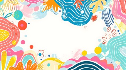 Vibrant Doodle Border Design with Blank Copyspace for Pride or Festive Mockup