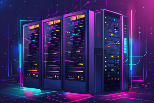 highperformance computing system, flat design, front view, advanced computational power, animation, vivid.