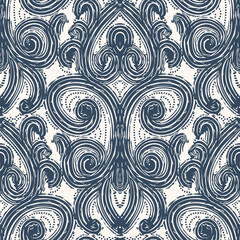 Black and white seamless pattern with arabesques  in a retro style. Vector