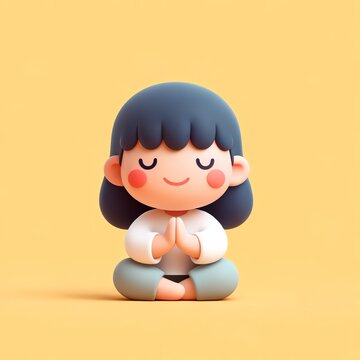 An illustration of girl doing a deep breathing exercise