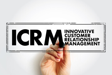 ICRM - Innovative Customer Relationship Management acronym text stamp, business concept background