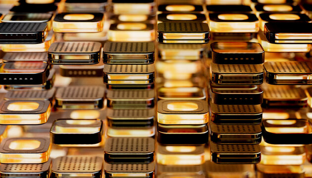 Abstract golden background with hardware technology