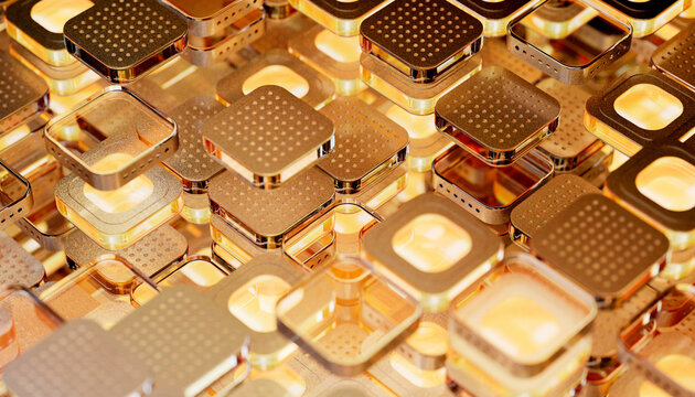 Abstract golden background with hardware technology