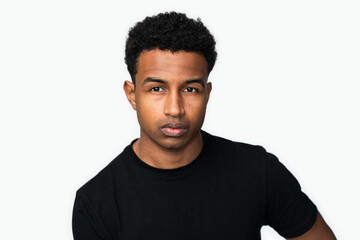 Serious Man in Black Attire