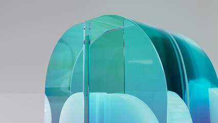 Abstract 3D render of a colorful, glassy sculpture