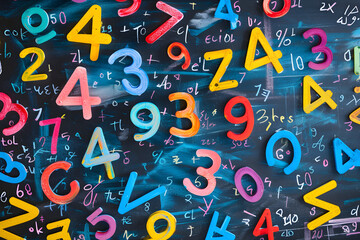 Colorful Arithmetic Symbols and Equations on Chalkboard for Educational Learning