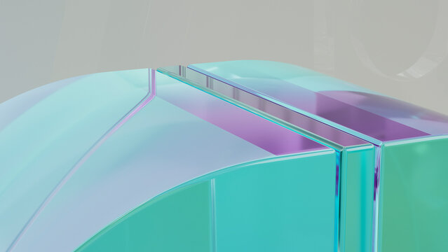 Abstract 3D render of a colorful, glassy sculpture