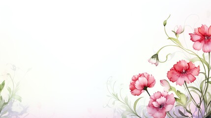 Watercolor painting of pink flowers on a white background