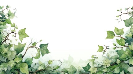 Fototapeta premium Watercolor illustration of green ivy leaves on white background