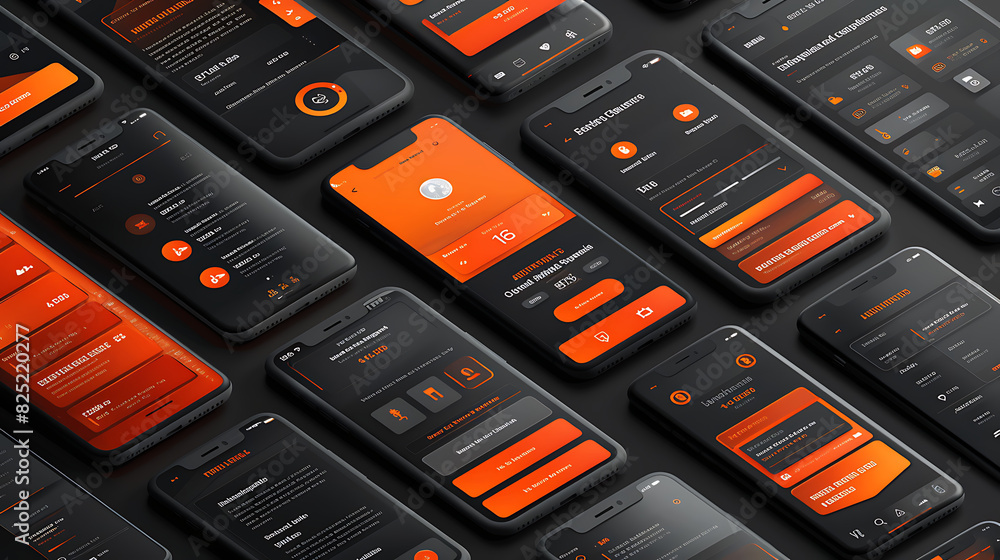 Wall mural series of highfidelity mockups showcasing mobile app across multiple device including smartphones ta